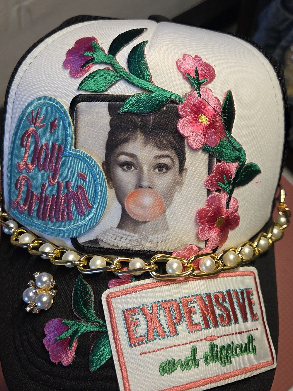 Ladies Trucker Hats..  Day DRINKING ..Expensive And Difficult Patches